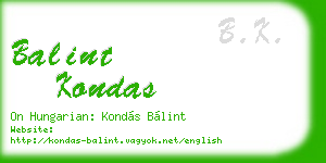 balint kondas business card
